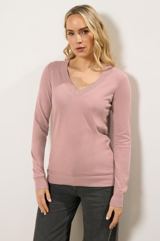 Tall  LTS Tall Light Pink Knit V-Neck Jumper
