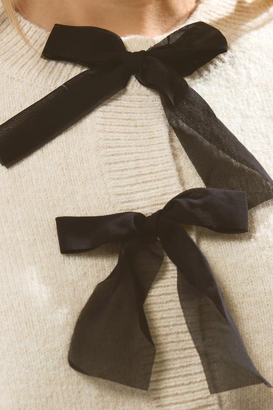 LTS Tall Cream Knitted Bow Front Cardigan | Long Tall Sally 4