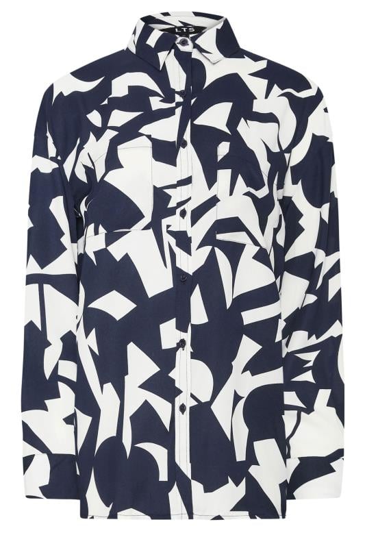 LTS Tall Navy Blue Abstract Print Long Sleeve Shirt | Long Tall Sally 5