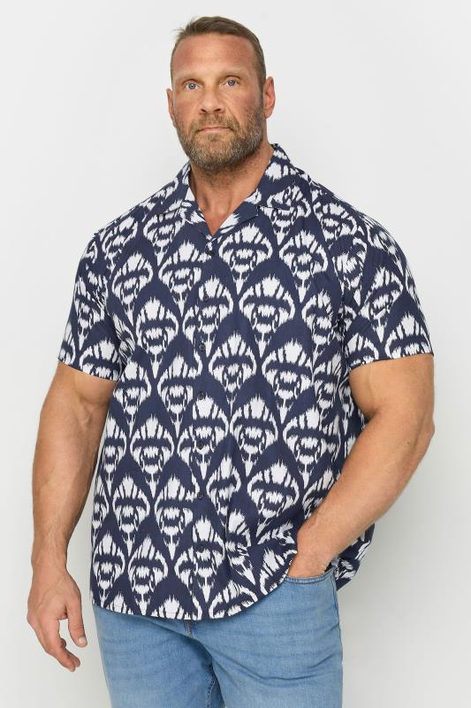 BadRhino Big & Tall Navy Blue Abstract Print Shirt | BadRhino 1