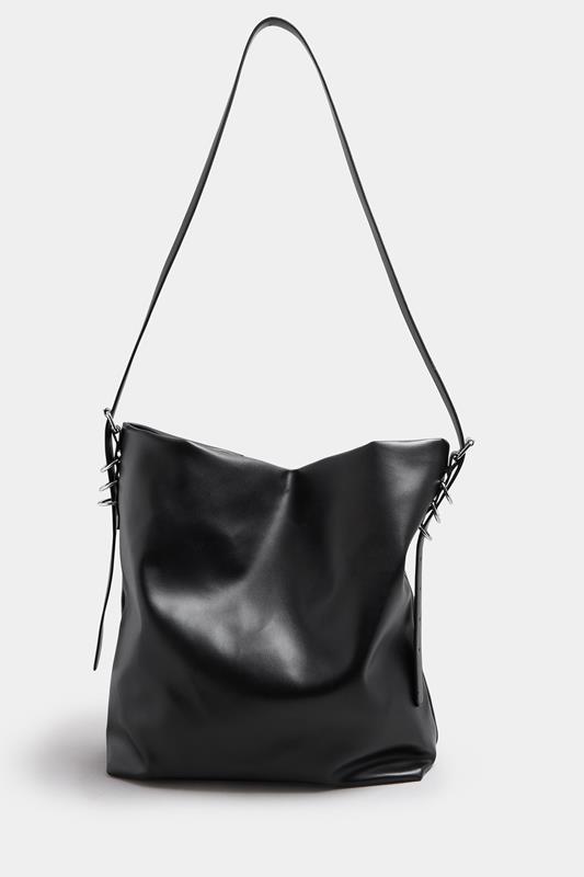 Black Faux Leather Slouched Shoulder Bag | Yours Clothing 2