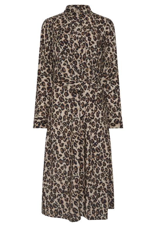 LTS Tall Women's Brown Leopard Print Midi Shirt Dress | Long Tall Sally 6