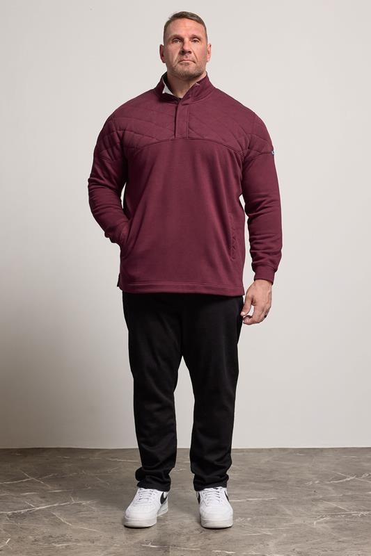 BadRhino Big & Tall Burgundy Red Diamond Quilted Quarter Zip Sweatshirt | BadRhino 3