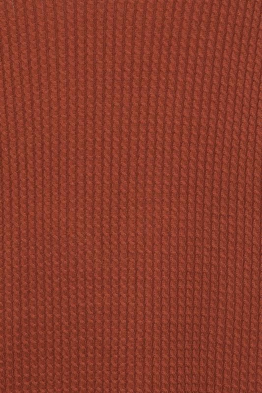BadRhino Big & Tall Burnt Red Cable Knit Mock Shirt Jumper  7