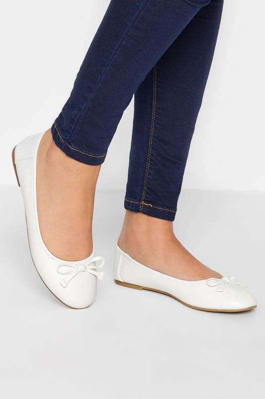 Tall  LTS White Woven Ballerina Pumps In Standard Fit