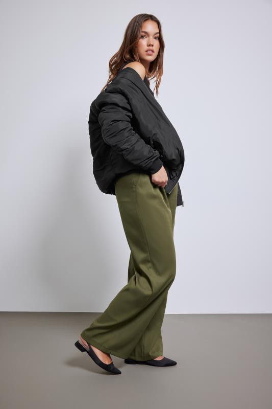 LTS Tall Womens Olive Green Tailored Wide Leg Trousers | Long Tall Sally 1