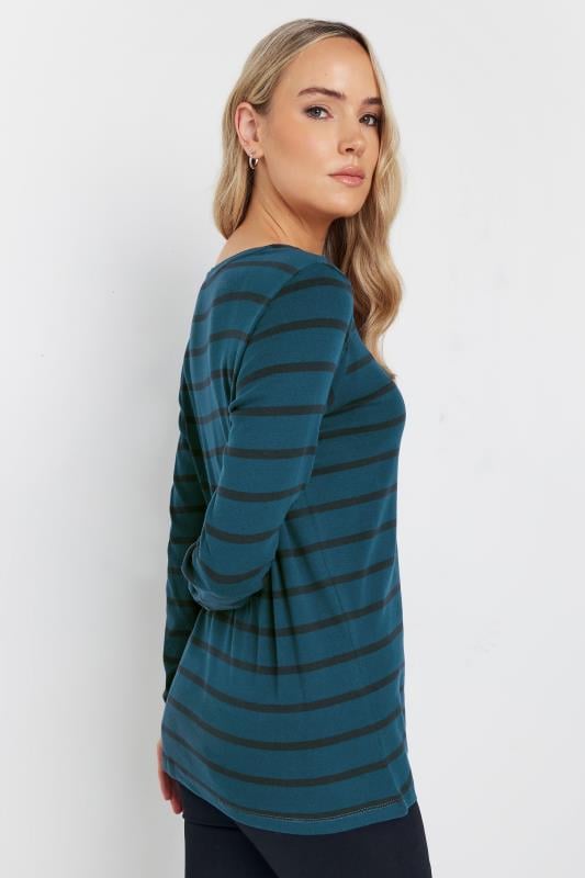 LTS Tall Womens Dark Blue & Black Stripe Long Sleeve Cotton T-Shirt | Long Tall Sally  3