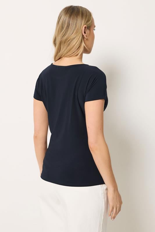 LTS Tall Women's Navy Blue Tie Detail Top | Long Tall Sally 2