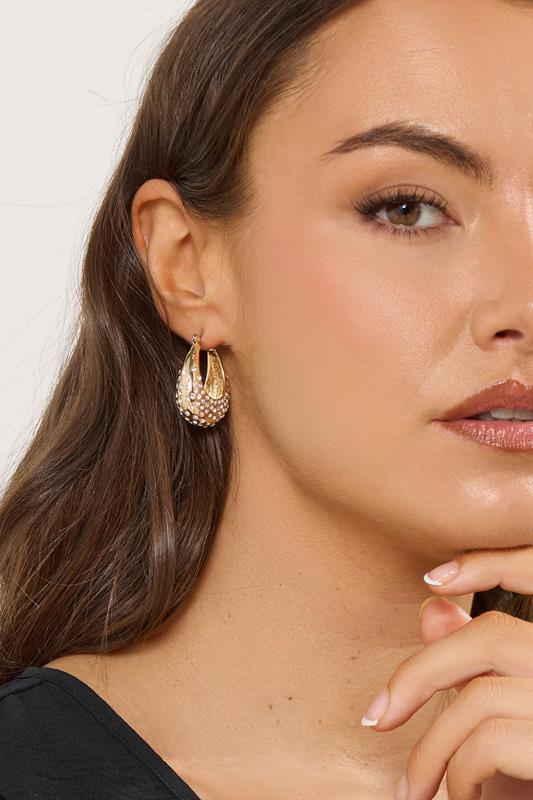 Gold Tone Diamante Hoop Earrings