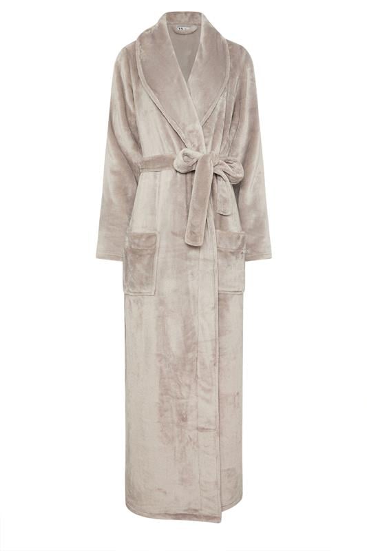 LTS Tall Stone Brown Super Luxe Maxi Dressing Gown | Long Tall Sally 1