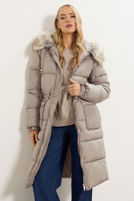 LTS Tall Natural Brown Padded Midi Coat | Long Tall Sally 2