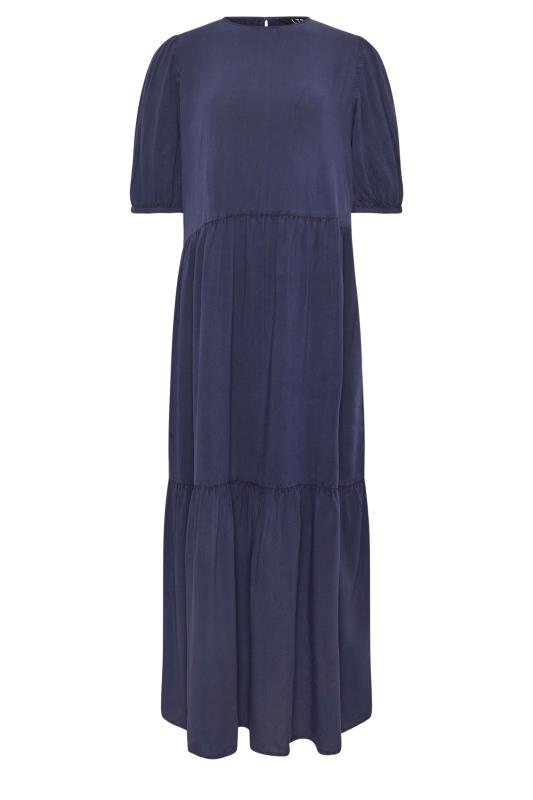 LTS Tall Navy Blue Wash Tiered Smock Dress | Long Tall Sally 6