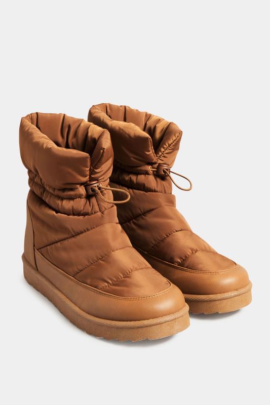 Brown Padded Snow Boots In Wide E Fit & Extra Wide EEE Fit | Yours Clothing 2