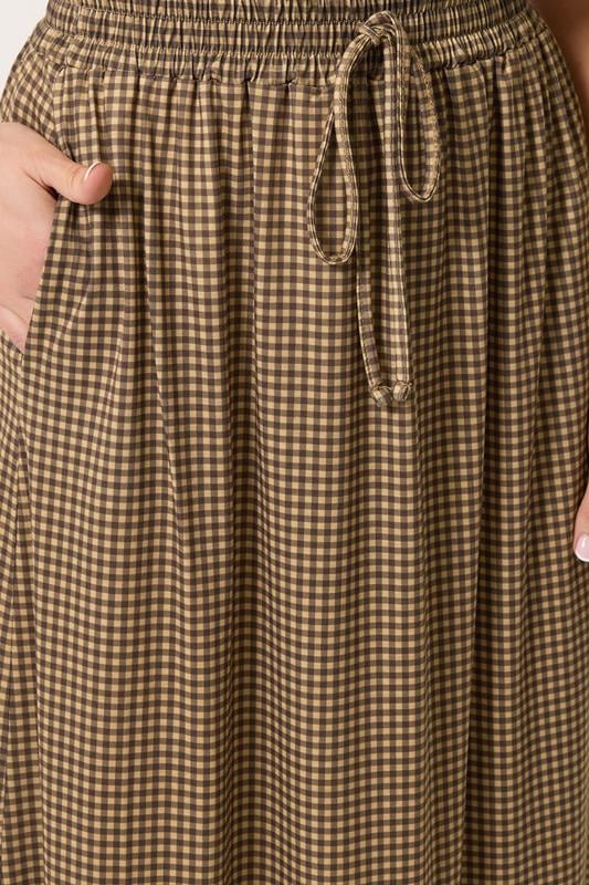 LTS Tall Women's Chocolate Brown Gingham Shirred Maxi Skirt | Long Tall Sally 4