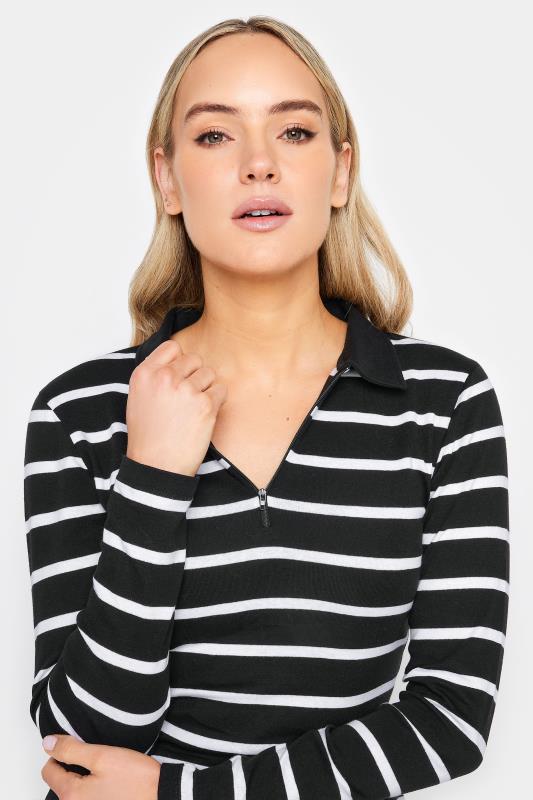 LTS Tall Women's Black Stripe Print Polo Collar Top | Long Tall Sally 4