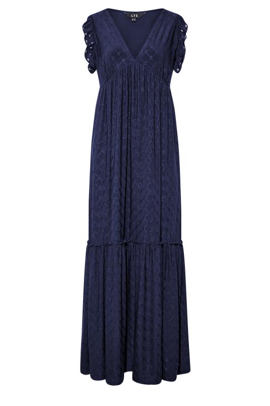 LTS Tall Navy Blue Broderie Anglaise Frill Maxi Dress | Long Tall Sally 7