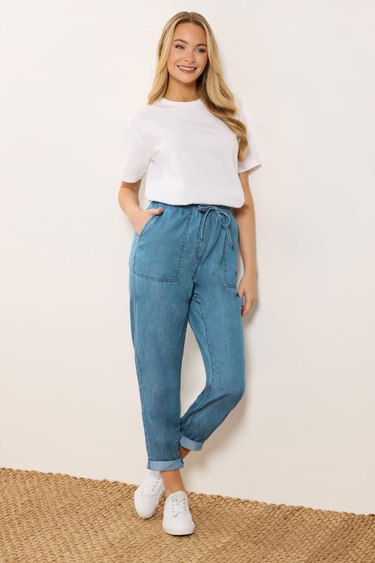  M&Co Blue Midwash Tencel Denim Joggers