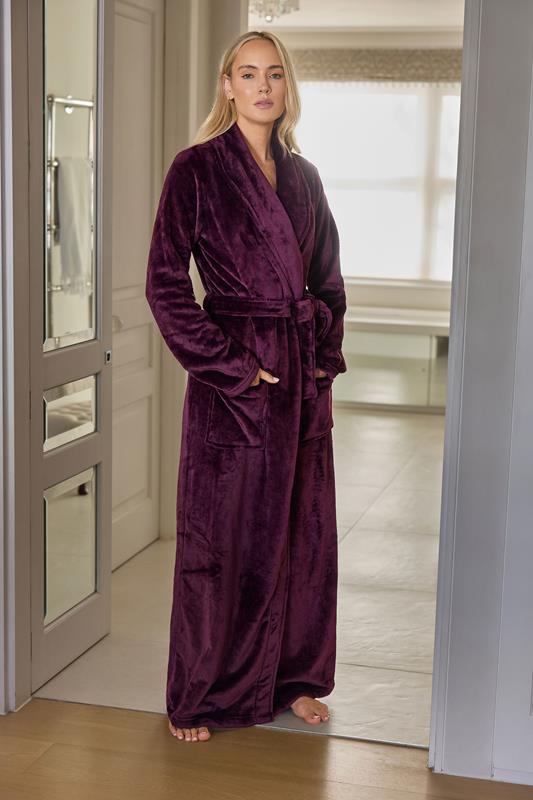 Tall  LTS Tall Burgundy Red Super Luxe Maxi Dressing Gown