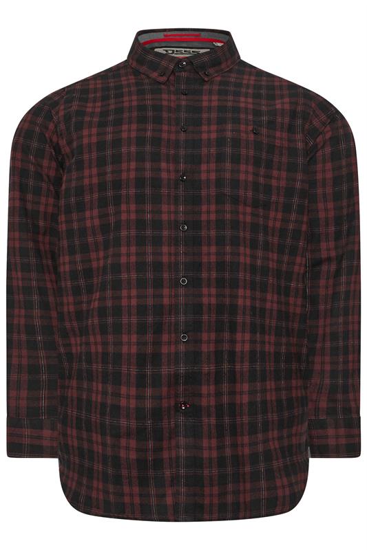 D555 Big & Tall Burgundy Red Check Shirt | BadRhino 3