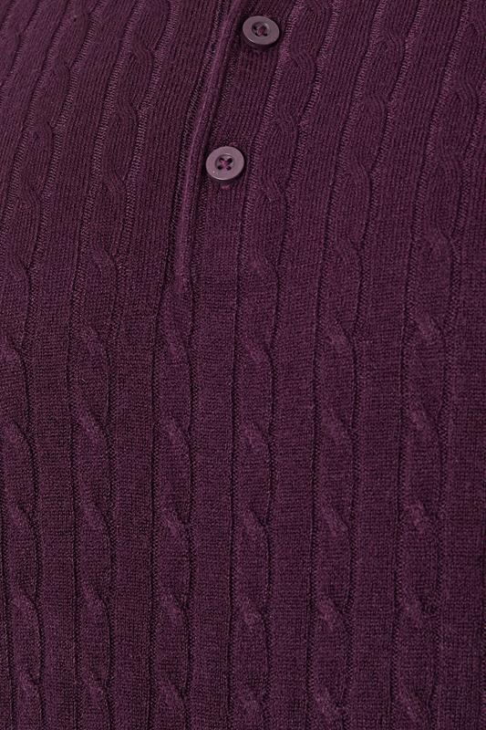 BadRhino Big & Tall Plum Purple Cable Knit Polo Shirt | BadRhino 3