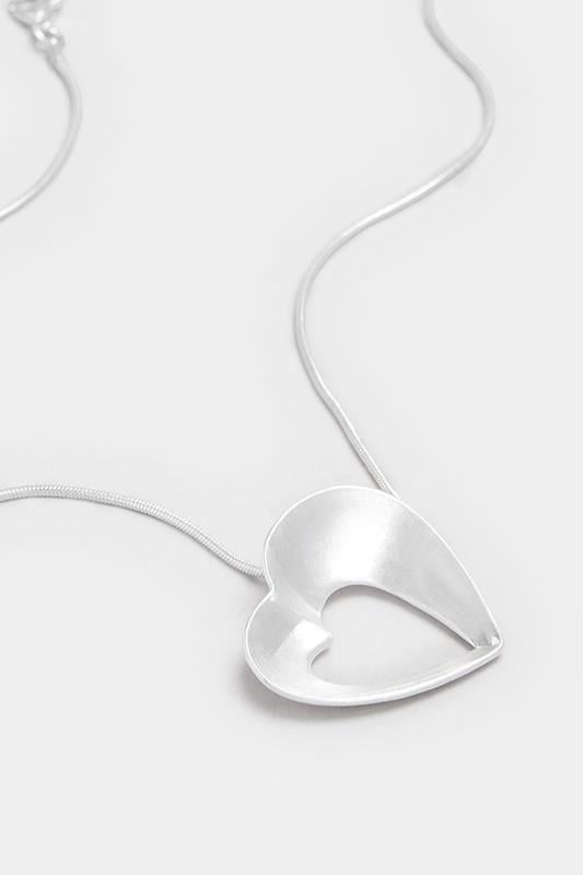 Silver Tone Brushed Heart Necklace | Yours Clothing 3