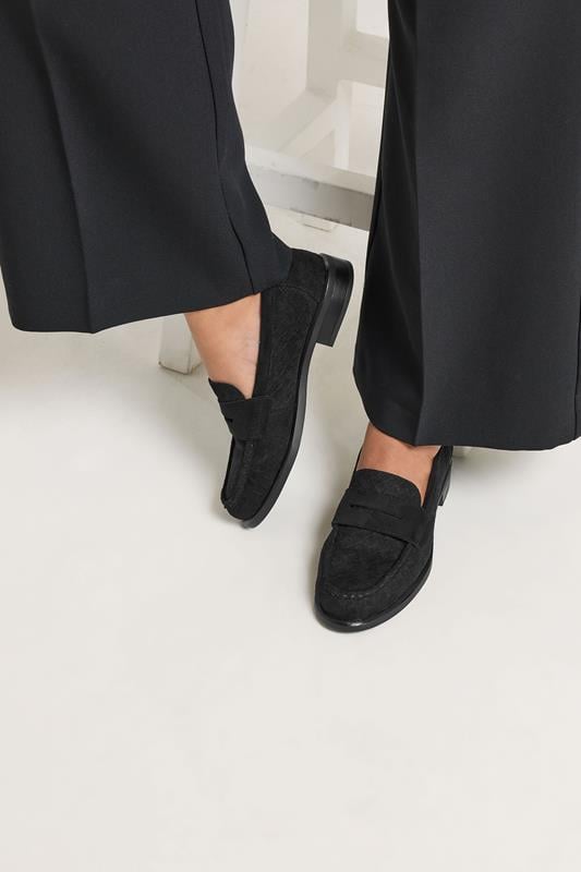  Yours Black Woven Embossed Loafers In Wide E Fit