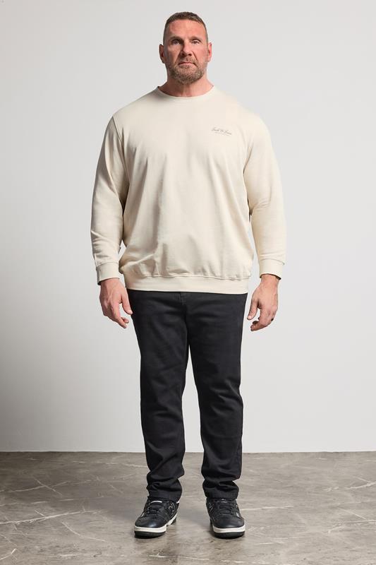 JACK & JONES Big & Tall Moonbeam White Printed Crew Neck Sweatshirt | BadRhino 1