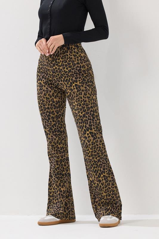 LTS Tall Brown Leopard Print Flared Leggings | Long Tall Sally 2