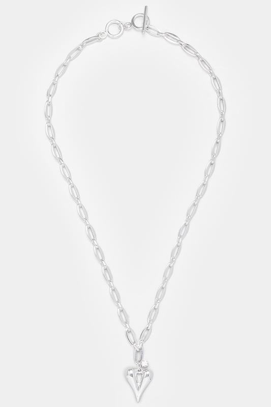 Silver Tone Polished Heart Charm Necklace | Yours Clothing 2