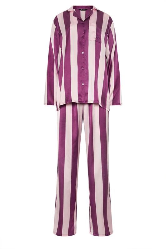 LTS Tall Burgundy Red Stripe Satin Pyjama Set | Long Tall Sally 5