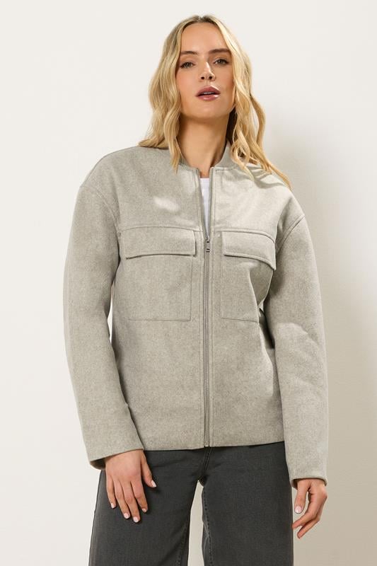 LTS Tall Natural Brown Brushed Pocket Bomber Jacket | Long Tall Sally 2