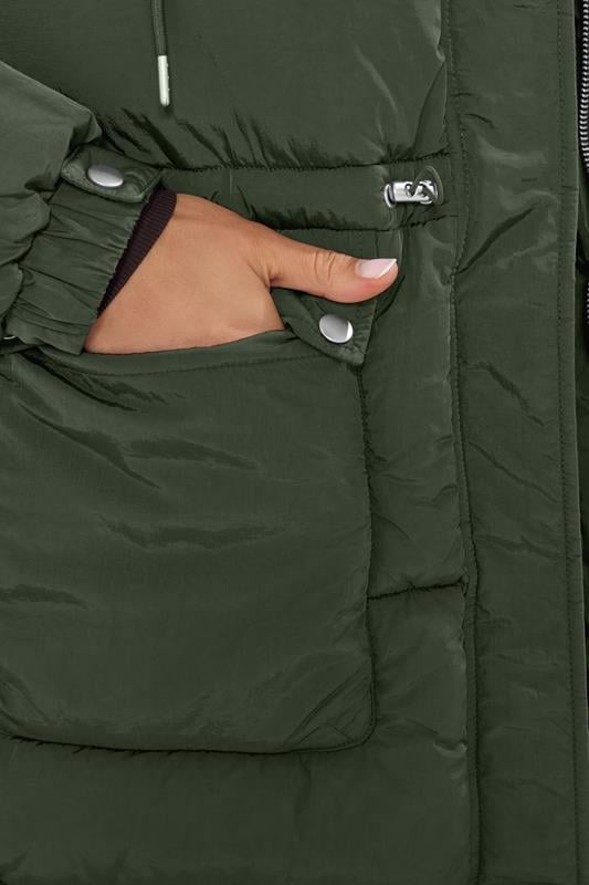 LTS Tall Khaki Green Padded Midi Coat | Long Tall Sally 5