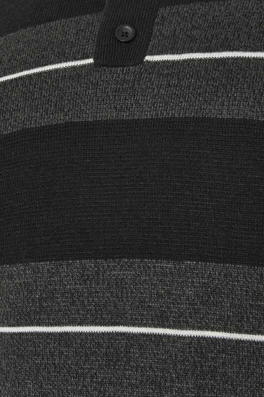 BadRhino Big & Tall Black Stripe Collared Knitted Jumper | BadRhino 7
