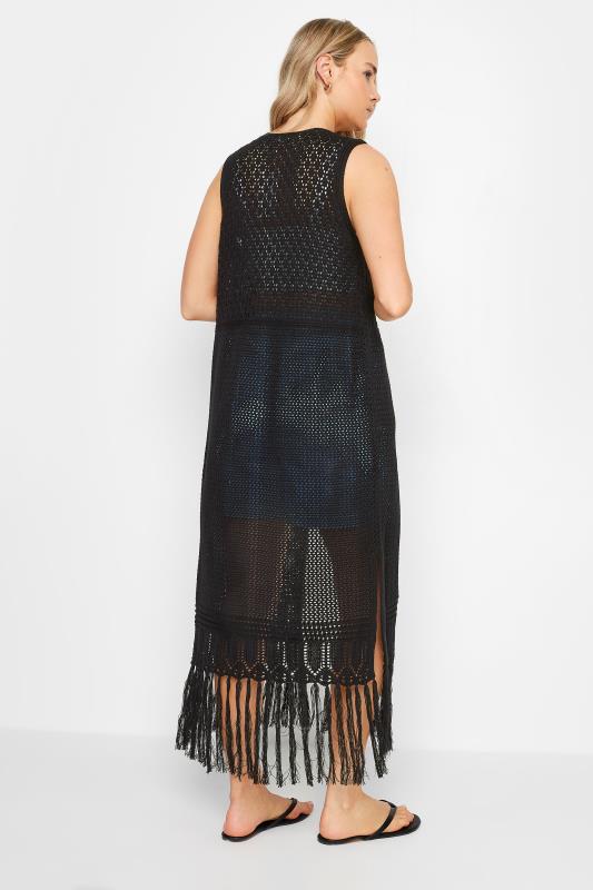 LTS Tall Women's Black Crochet Longline Waistcoat | Long Tall Sally 4