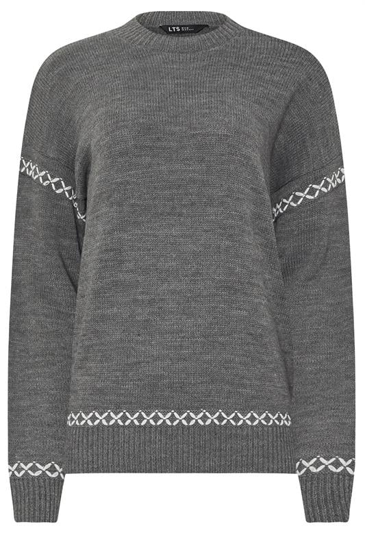 LTS Tall Grey Cross Stitch Knitted Jumper | Long Tall Sally 5