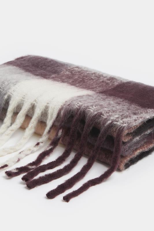 Chocolate Brown Checked Soft Touch Scarf | Yours Clothing 4