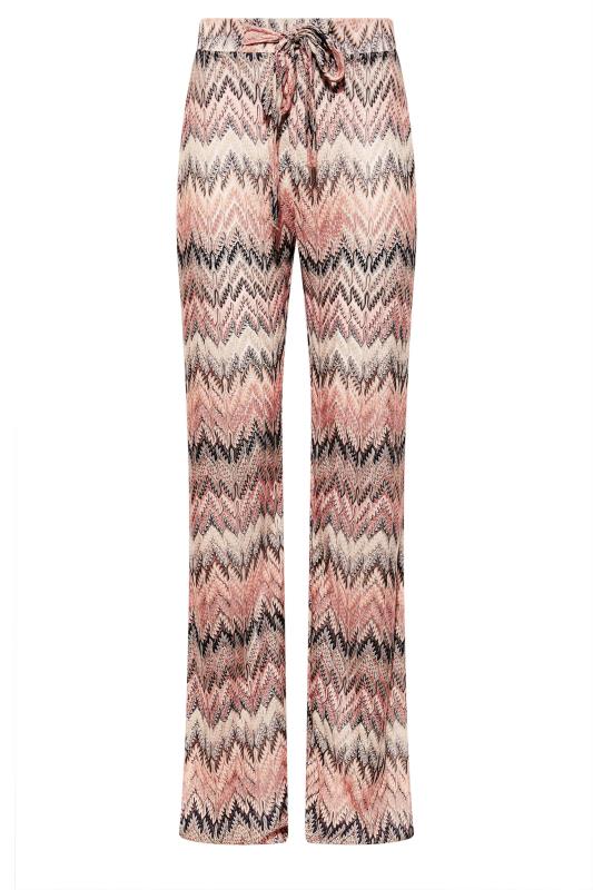 LTS Tall Women's Pink Patterned Crochet Wide Leg Trousers | Long Tall Sally 4