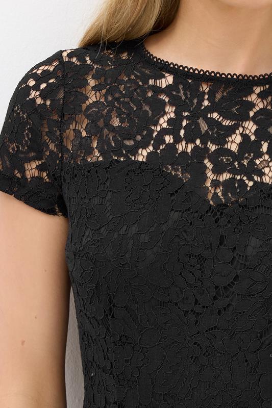 LTS Tall Women's Black Lace Fitted Midi Dress | Long Tall Sally 5