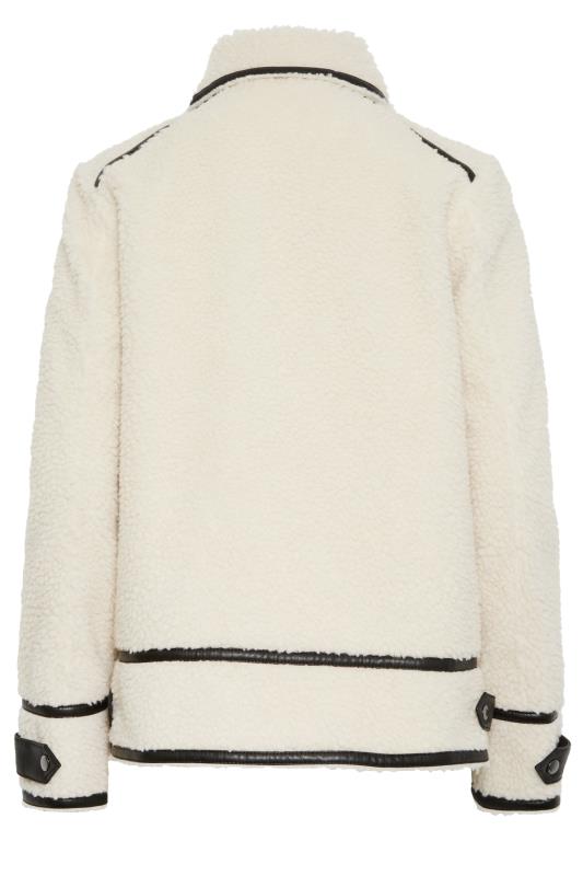 LTS Tall Womens White Faux Leather Teddy Zip Jacket | Long Tall Sally  8