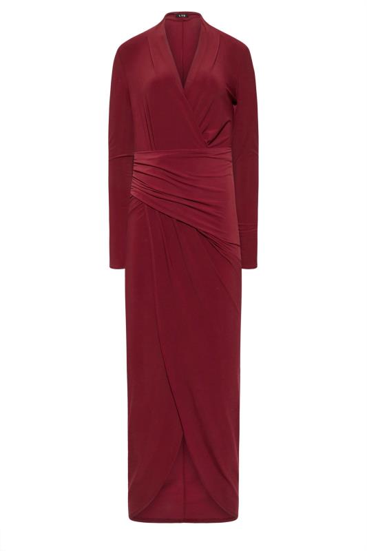 LTS Tall Women's Dark Red Long Sleeve Wrap Dress | Long Tall Sally 6