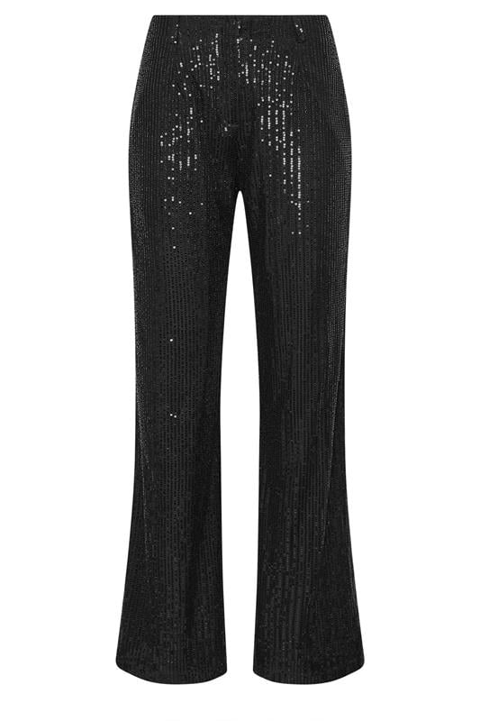LTS Tall Black Embellished Wide Leg Trousers | Long Tall Sally 5