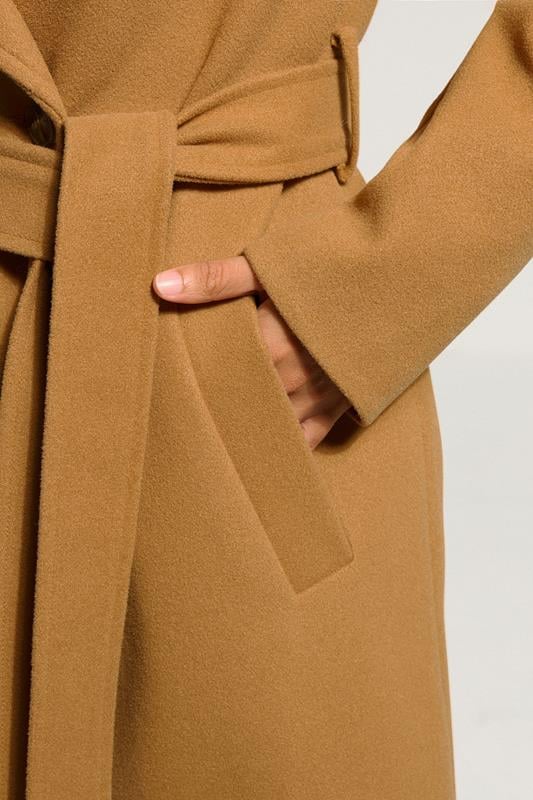 LTS Tall Beige Brown Formal Wrap Belted Midi Coat | Long Tall Sally 4