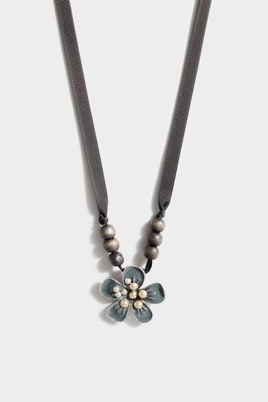 Black Flower Pendant Necklace | Yours Clothing 4