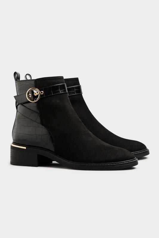 LTS Black Buckle Strap Ankle Boots | Long Tall Sally 1