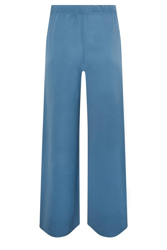 LTS Tall Blue Crepe Wide Leg Cropped Trousers | Long Tall Sally 5