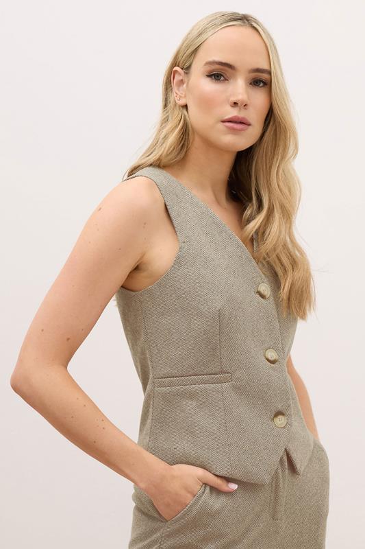 LTS PREMIUM Tall Brown Herringbone Waistcoat | Long Tall Sally 2