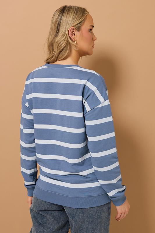 LTS Tall Light Blue Stripe Print Crew Neck Sweatshirt | Long Tall Sally 3