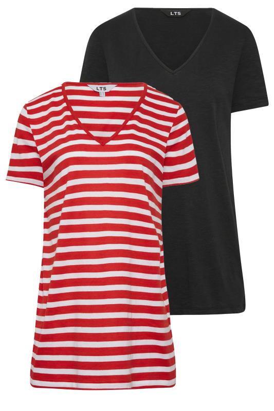 LTS Tall Womens 2 PACK Red & Black Stripe V-Neck T-Shirts | Long Tall Sally 8