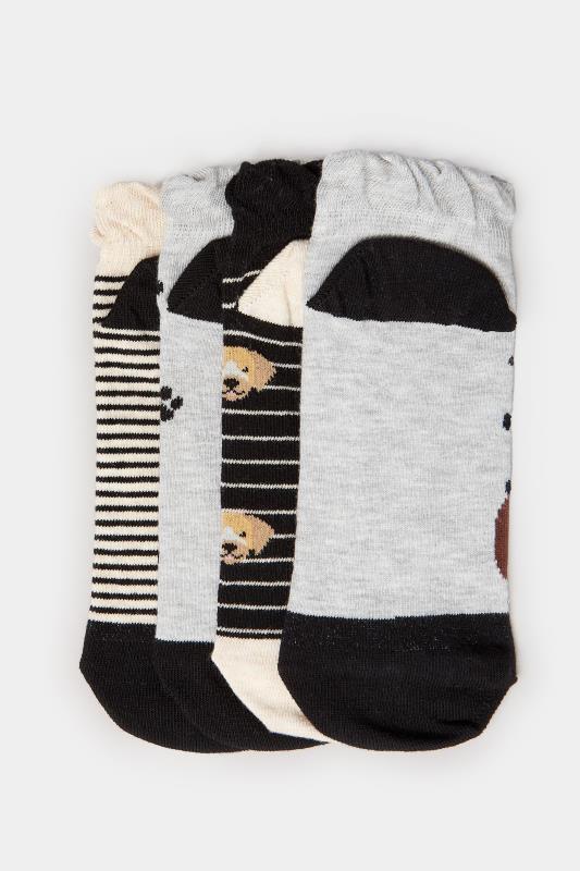 4 PACK Black Dog Print Trainer Liner Socks | Yours Clothing 5
