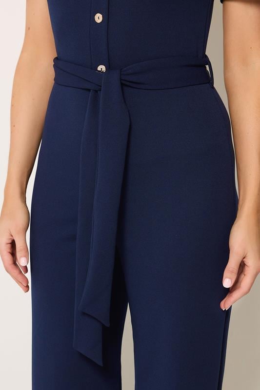 LTS Tall Women's Navy Blue Scuba Button Front Jumpsuit | Long Tall Sally 4